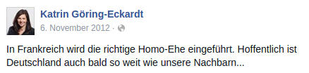 Katrin Göring-Eckardt - Homo-Ehe - NICHT-Feminist